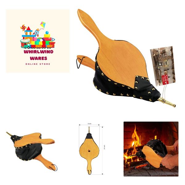 Fireplace Bellows Indoor 19"x 8" Large Wood Fire Blower with Hanging Strap, L...