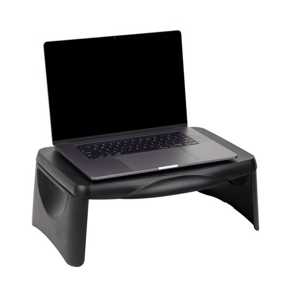 Mind Reader Lap Desk/Laptop Stand, Bed Tray, Folding Legs, Portable, Dorm, Plastic, 18.75" L x 11.25" W x 7.25" H, Black