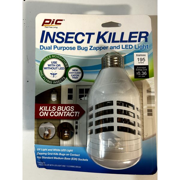 Pest Free Living PIC Insect Killer Bug Zapper + LED Light Bulb  Replacement