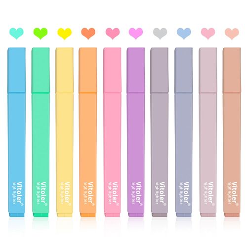 Vitoler 10Pcs Aesthetic Bible Highlighters, Chisel Tip Marker Pen,Assorted Color Candy Highlighters,No Bleed Bible Highlighters,Cute Pastel Highlighters for Journaling Planner Notes