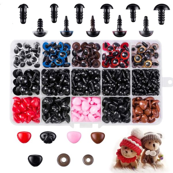 752pcs Safety Eyes and Noses with Washers Craft Doll Eyes and Teddy Bear Nose for Amigurumi, Crafts, Crochet Toy and Stuffed Animals