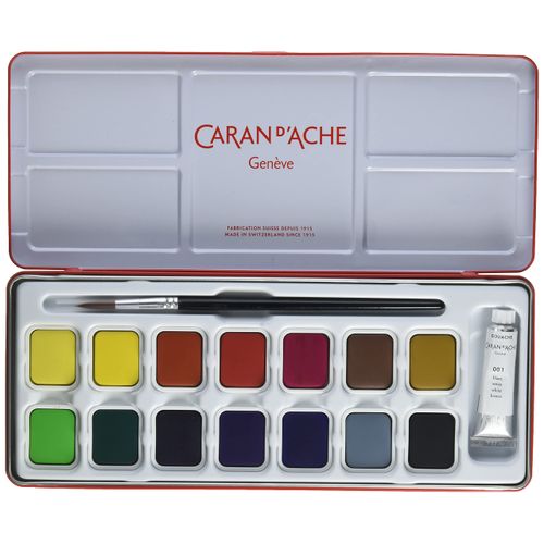 Caran d'Ache Gouache Studio 15 Assorted Colors Set in Metal Tin