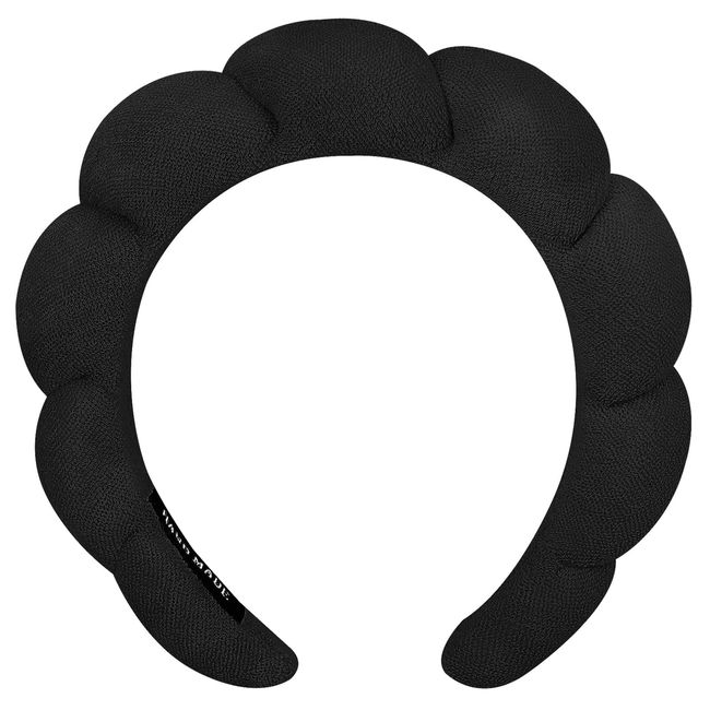 IOSPKKIO® Spa-Stirnband, Schwamm-Make-up-Hautpflege-Stirnband für Mädchen/Frauen, die das Gesicht Waschen, Weiches Haarband, Verdickt, Rutschfest, Rutschfest (Schwarz)