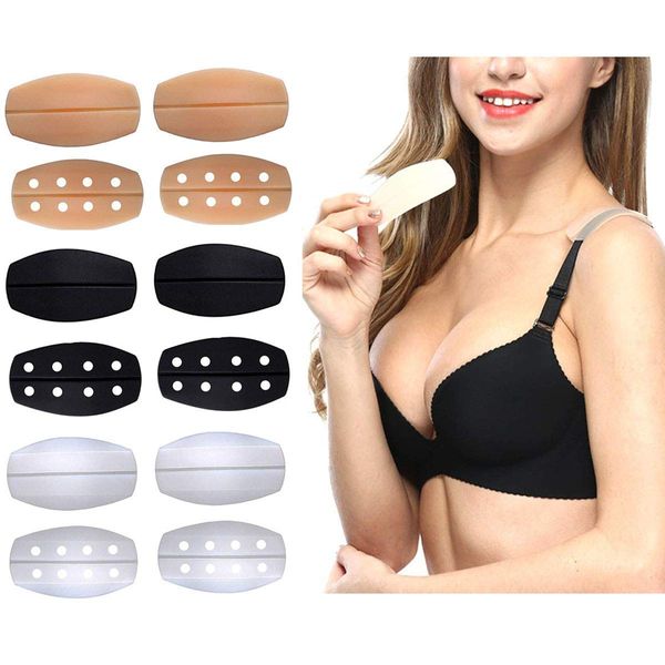 BaaSid Silicone bra strap cushion non-slip Soft shoulder dents Anti-Slip strap 6-Pair