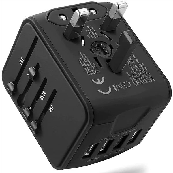 JMFONE Reiseadapter Weltweit, Steckdosenadapter mit 4 USB Ports AC Reise, Universal Reisestecker Travel Adapter für Europa USA UK Japan Mexiko 160 Ländern International Weltstecker