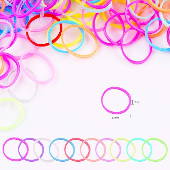 HOYOLS Small Toddler Elastics Mini Hair Ties 10 Colored Rubber Bands for  Hair Ponytail Holders for Baby Girl Infants, Ligas Para Cabello TPR 1500 Pcs