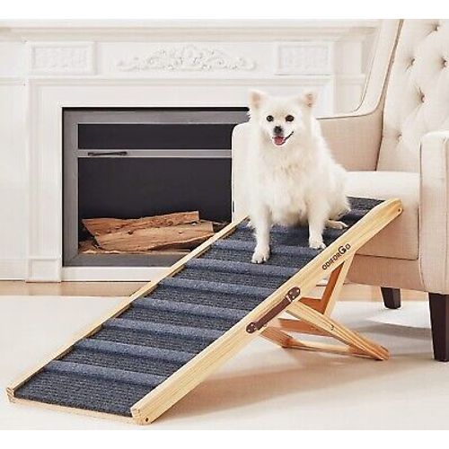 ODIFORGO Dog Ramp for Bed, Adjustable Pet Ramp for Couch,Wooden Folding Portable