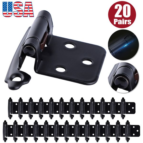 40Pcs Kitchen Cabinet Hinges Overlay Self Closing Face Mount Cupboard Door Hinge