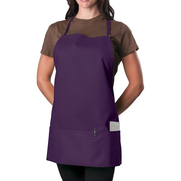 KNG Purple 3 Pocket Adjustable Bib Apron for Men and Women - Pack of 6