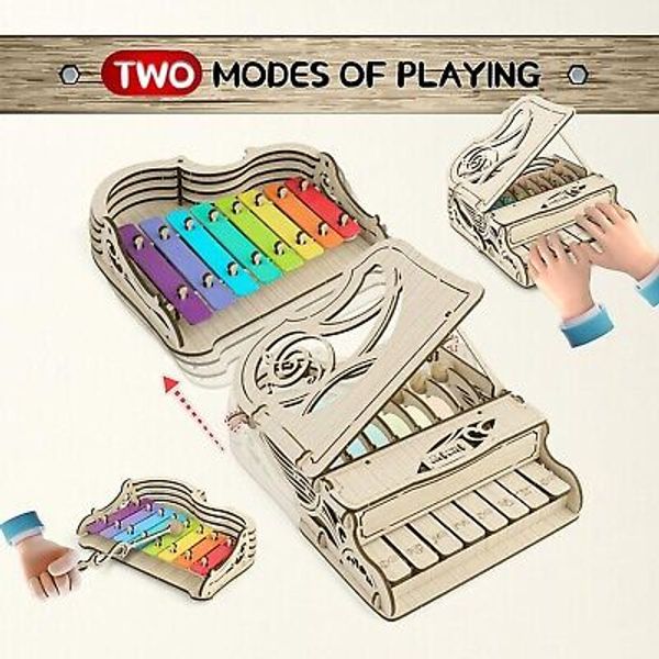 nicknack 3D Wooden Puzzle Model Kits Assembly Wood Piano Toy Mechanical Music