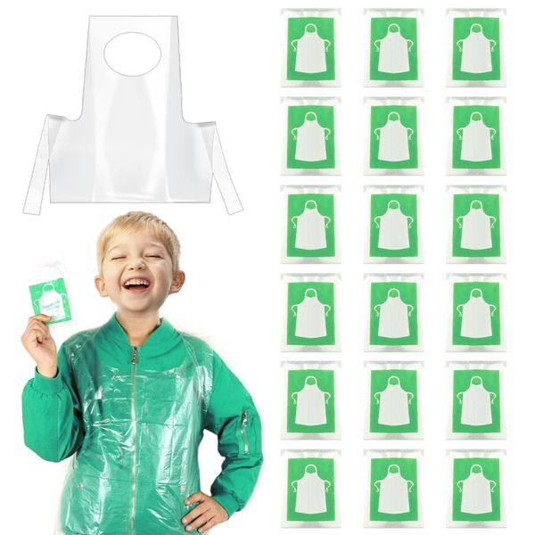 HKACSTHI 100 Pieces Disposable Aprons for Kids Aprons Kids Craft Aprons Kids Cooking Apron Disposable Paint Smocks Child Apron for Painting Child Art Apron