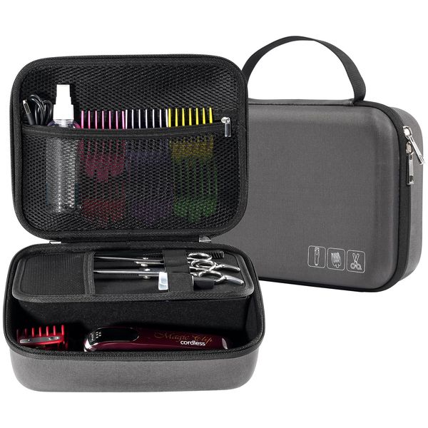 ProCase Hard Hair Clippers Case, Barber Supplies Hair Cutting Tool Accessories Storage Organizer, Trimmer Travel Bag for TPOB/Hatteker/Oneisal/Wahl 5Star/Andis Men Razor Guard Grooming Kits -Carbon