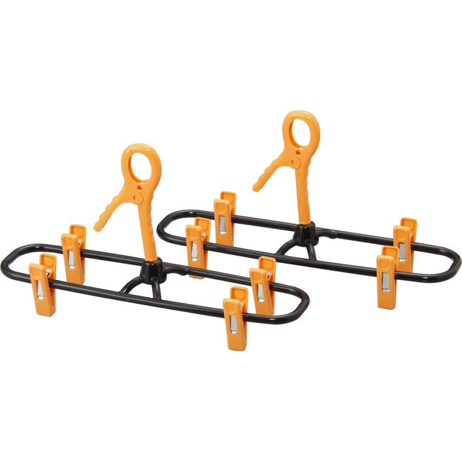 Sawafuji GP-36 Expandable, Dry Jeans Hangers, Set of 2, Black/Orange