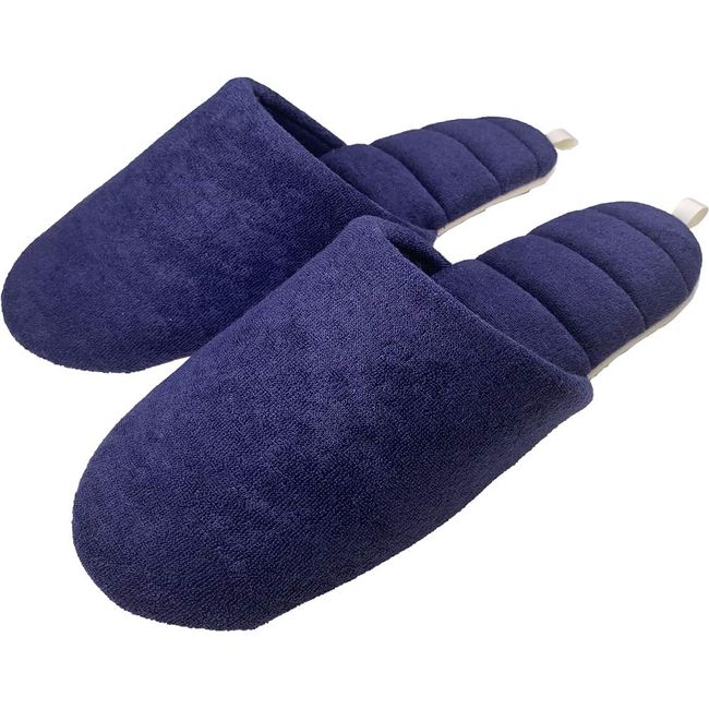 Okumura JyabJyab Slippers, Washable and Squeezable, Pile Straight, L, 9.8 - 10.8 inches (25 - 27.5 cm), Navy