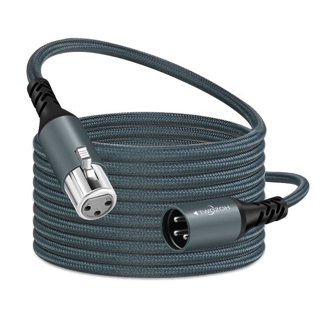 Twozoh Professionelles XLR Kabel 5M, Geflochtenes symmetrisches 3 poliges XLR Stecker auf XLR Buchse HiFi Audio Mikrofonkabel