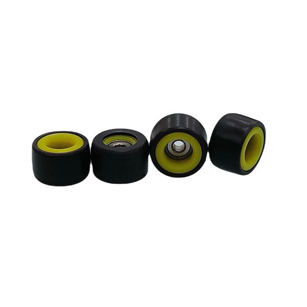 Leefai Pro Fingerboard Wheels Yellow Core Black Wheel -Finger Skateboard Wheels - Ultra Spin Bearings Wheels - 7.8mmx5.1mm -Inner layer Colorway (YELLOW)