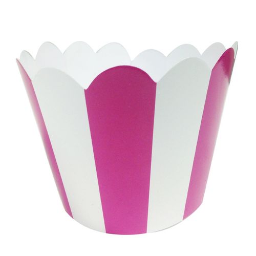 AllyDrew Standard Size Striped Cupcake Wrappers (Set of 20), Hot Pink
