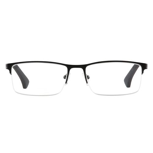 Eyecedar 5-Pack Reading Glasses Men Metal Half Frame Rectangle Style Clear Lens Spring Hinges Stainless Steel Material Readers 2.00