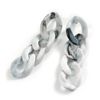 Large Oval Link Acrylic Chain Drop Earrings (Marble Effect in White/Black) - 60mm Long