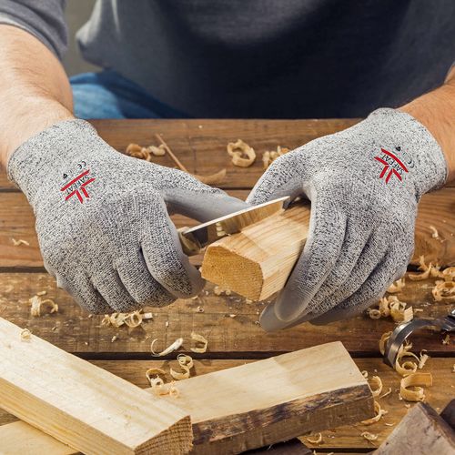 SAFEAT Safety Grip Work Gloves for Men and Women – Protective, Flexible, Cut Resistant, Comfortable PU Coated Palm. Complimentary Ebook Included. Size Large 1 Pair