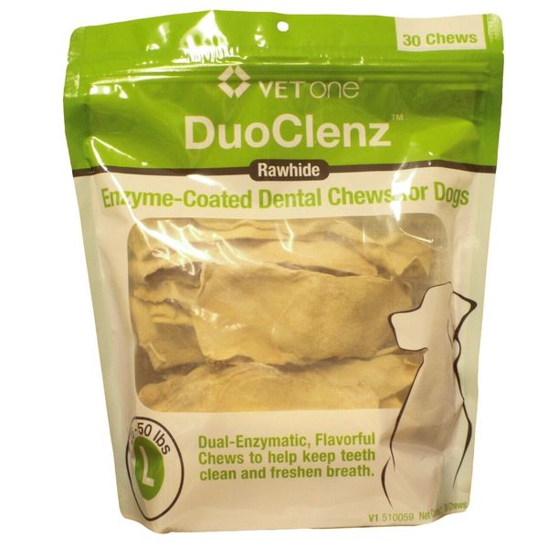 DuoClenz Rawhide Chews for Large Dogs [25-50 lbs] (30 count)