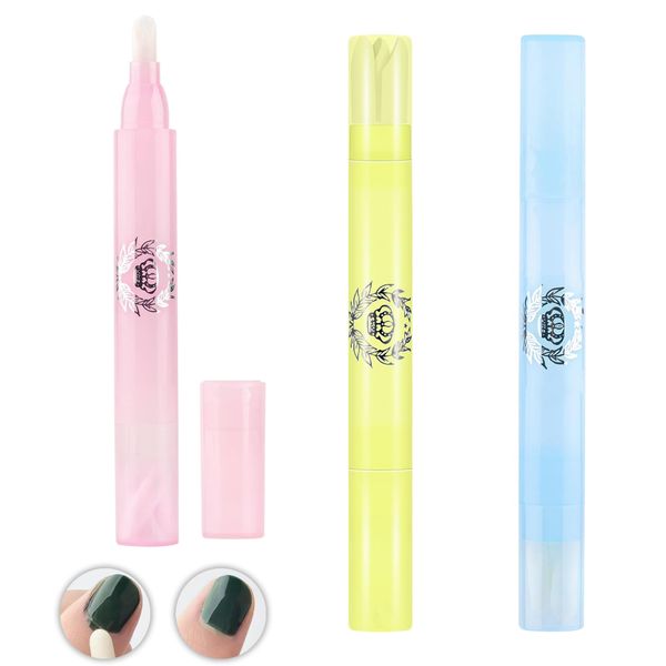 Nail Polish Remover Pen 3Pcs (Contains No Detergent) Nail Polish Corrector Pen Travel Nail Polish Remover Makeup Eraser Pen Polish Remover Pen Nail Supplies for Nail DIY Design or Salon Use