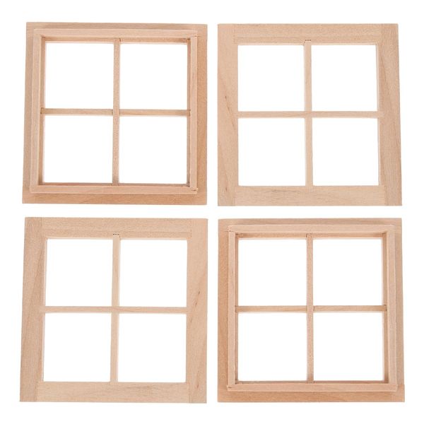 4pcs Miniature Dollhouse Window Frame Model Scale Dollhouse Furniture Decor Doll House Craft Accessories