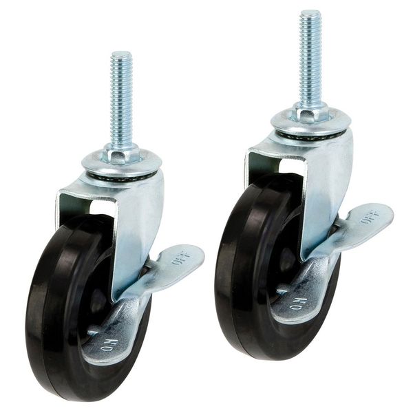 Doshisha Luminous Steel Rack Leg Parts Screw Type Rubber Caster Set of 2 IHL-GCL075 with Fixed Stopper, Wheel Diameter 2.9 inches (75 mm), Height 3.8 inches (9.8 cm), Caster Load Capacity 882.1 lbs