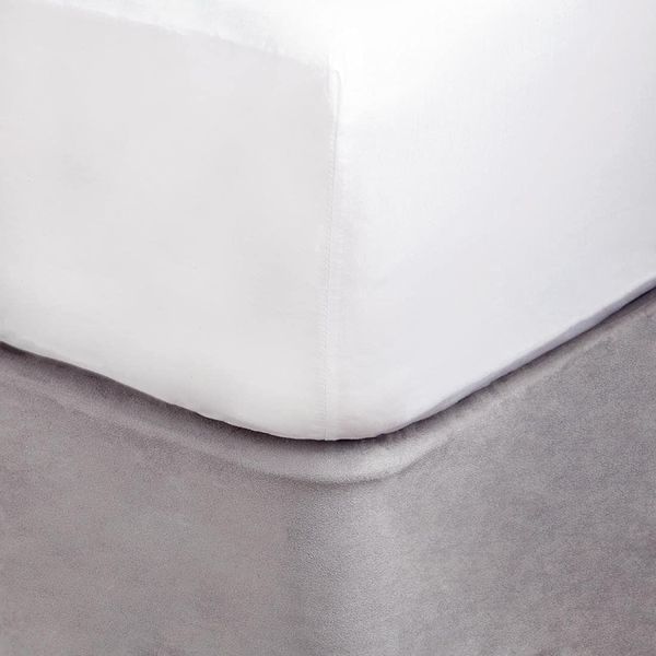 Mitre Essentials Divan Bed Base Wrap in Grey - Faux Suede Finish with Elasticated Edges - Polyester - Double