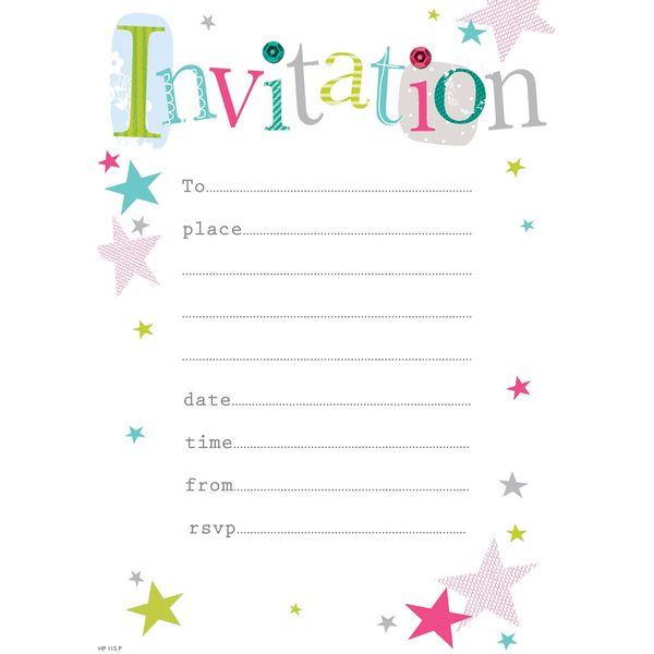 Party Invitations with Envelopes (Pack of 20) P