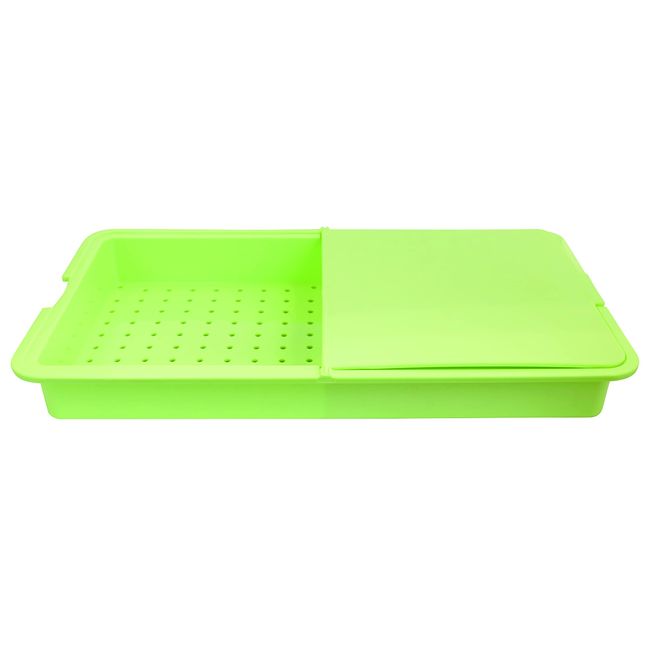 Ihara Planning Cutting Board for Cooking, Green, Approx. 13.8 x 7.9 x 1.7 inches (35 x 20 x 4.3 cm), Nature Cut & Tray