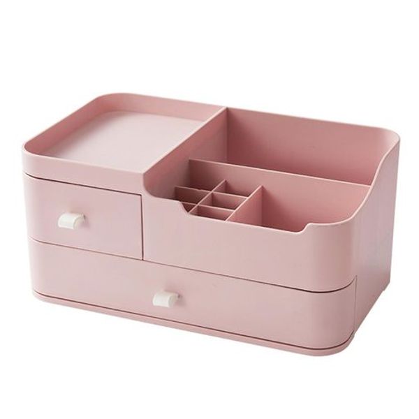 RUIQAS Cosmetic Storage Box, Drawer, Cosmetic Storage Rack, Large Capacity, Pen Holder, Makeup Box, Cosmetic Case, Cosmetic Box, Small Item Holder, Stylish, Stationery Storage, Tabletop, Desk Organizer, Pink