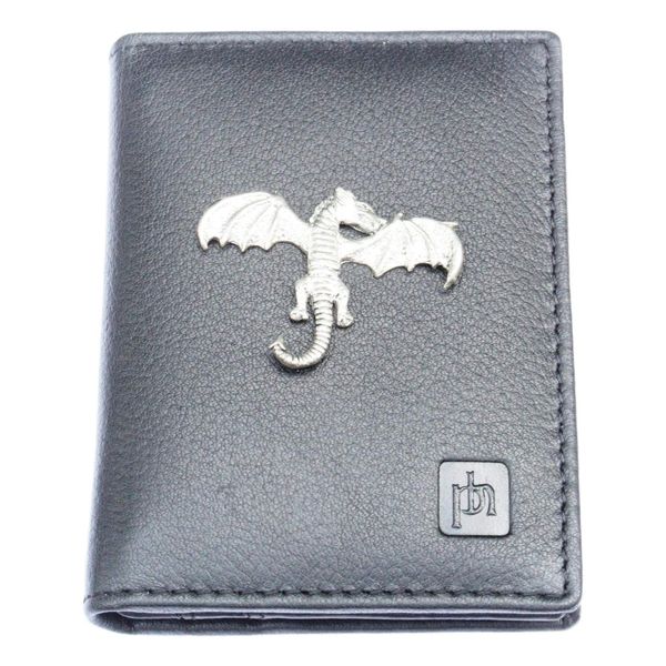 Dragon Bifold Card Holder Leather Black Wallet RFID Safe 109