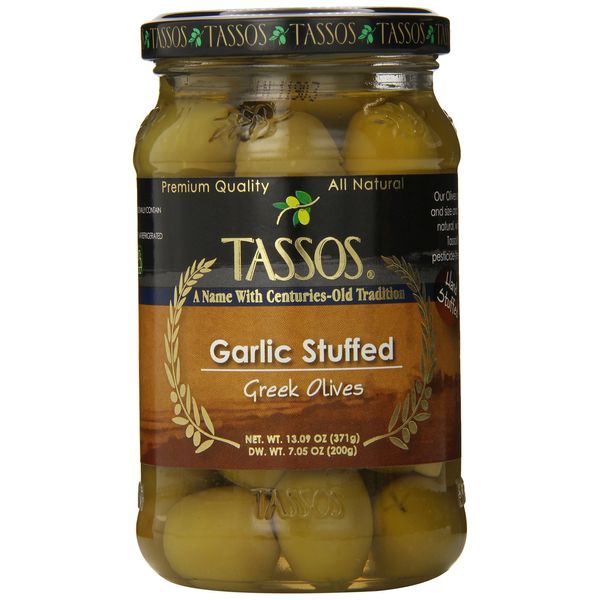 Tassos Garlic Stuffed Green Olives, 13 Ounce