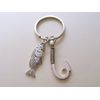 Hook & Bass Fish Charm Keychain, Couples Keychain or Father's Keychain