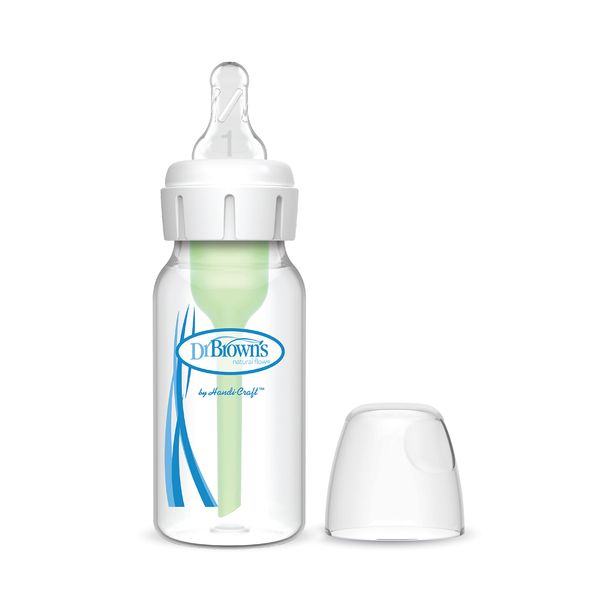 Dr. Brown's Anti-Colic Options+ Narrow Baby Bottle, 0m+ Level 1 Nipple - Baby Bottle to Reduce Colic (1 Pack), 4 oz