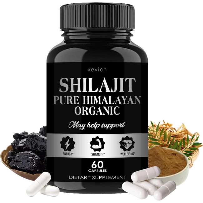 Shilajit Pure Himalayan Organic  , 60 Caps Muscle Growth & Stamina  Immune Syste