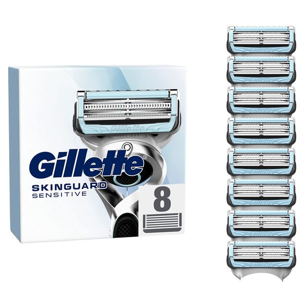 Gillette SkinGuard Sensitive Rasierklingen, 8 Ersatzklingen für Nassrasierer Herren mit Hautschutz