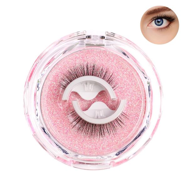 1 Pair Reusable Adhesive Eyelashes False Eyelashe Self Adhesive Eyelashes Reusable False Eyelashes Natural Wispy Eyelashes 3D Lashes Waterproof Without Glue for Daily Date Party