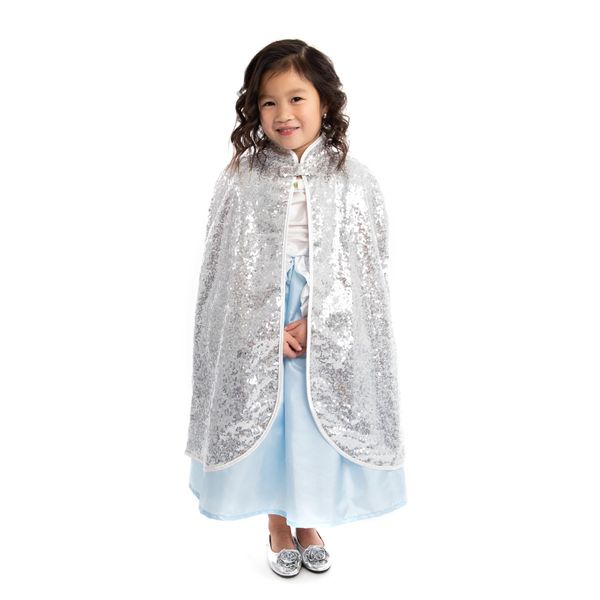 Little Adventures Shimmer Cloak Costume Dressup Ages 3-8 Machine Washable Child Pretend Play& Party Dress Up with No Glitter (Silver)