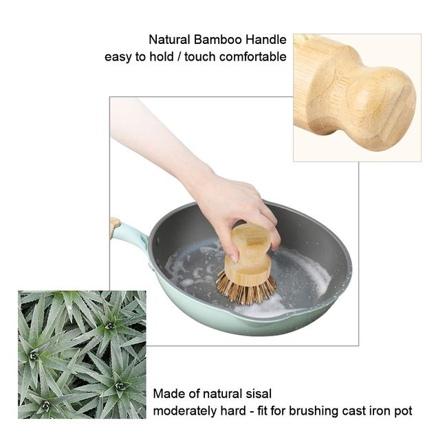 Bamboo Scrub Brush, Natural Scrub Cleaning Brush, Dish Brush, Vegetable  Brush for Dishes, Scrub Brush Dishes for Kitchen, Bamboo Non-Scratch Scrub