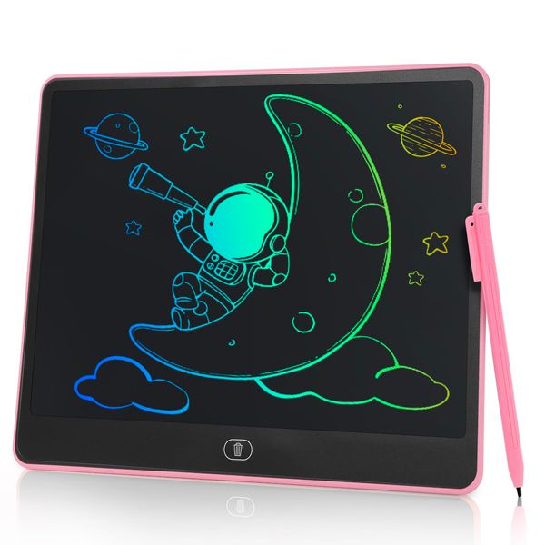 LOMOOE LCD Writing Tablet for Kids,16 inch Colorful Screen Doodle Board,Eye Protection Drawing Tablet with High Brightness, Toddler Educational Toys Gifts for3-12 Years Old Boys Girls (Pink)…