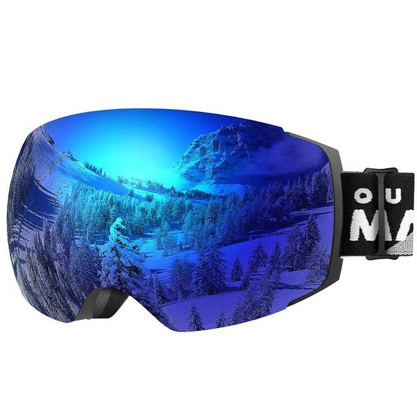 OutdoorMaster Ski Goggles PRO - Frameless, Interchangeable Lens 100% UV400 Protection Snow Goggles for Men & Women ( VLT 15% Blue Lens with Free Protective Case )