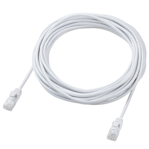 Elecom ECLD-GPAM/WH70 LAN Cable CAT6A 2.6 ft (7 m) Nail Breaking Prevention Mesh Cable, White