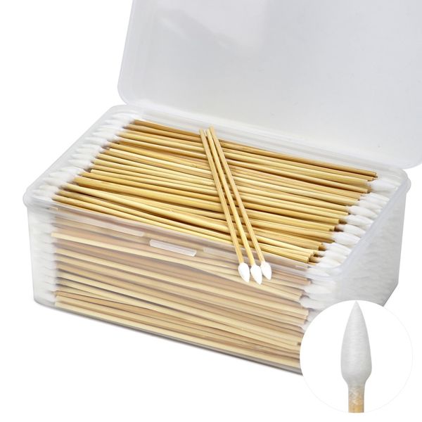 500PCS Gun Cleaning Swabs in Storage Box - Lint Free Pistol Cleaning Swabs - Gun Cleaning Cotton Swab with Bamboo Handle - Highly Absorbent Gun Cleaning Supplies Swabs for Precision Cleaning, Applying