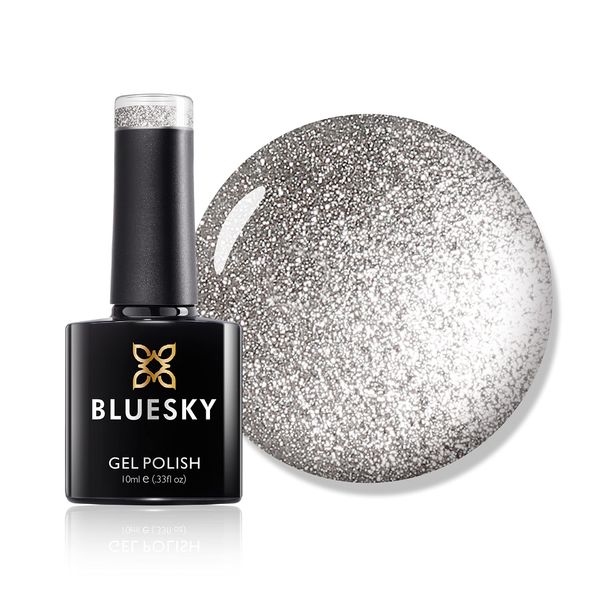 Bluesky Gel Nail Polish, Silver Glitter A018, Long Lasting, Chip Resistant, 10 ml (Requires Drying Under UV LED Lamp)