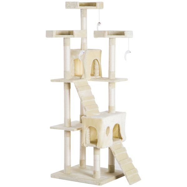 PawHut Condo Furniture Scratcher Post Pet Cat Tree Kitten Bed House Play Toy