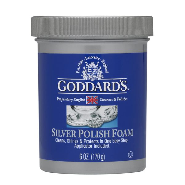 Goddard’s Silver Polish Foam, Silver Jewelry Cleaner for Antiques, Accessories, Ornaments, Silver Cleaner, Silverware Protection, Tarnish Remover for Sterling Silver Jewelry, Sponge Applicator, 6 oz