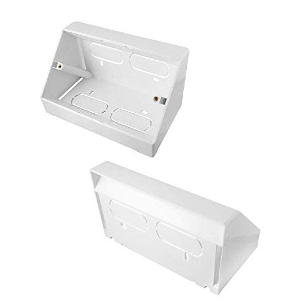 K M Electronics® 2 Gang Socket PATTRESS Back Box 45 Degree Angled Surface Mount Work Bench White