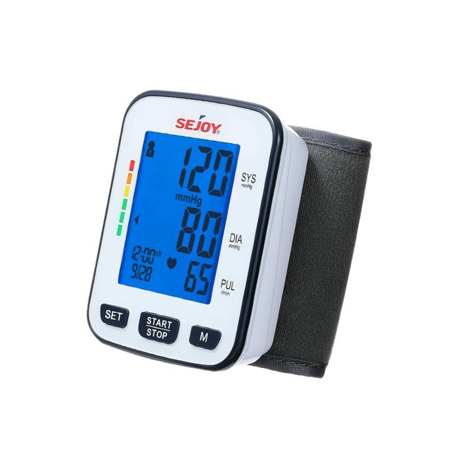 Sejoy Automatic Digital Blood Pressure Monitor, Adjustable Wrist Cuff,  Heartbeat Detector, Large Display, BP Machine for Home Use 